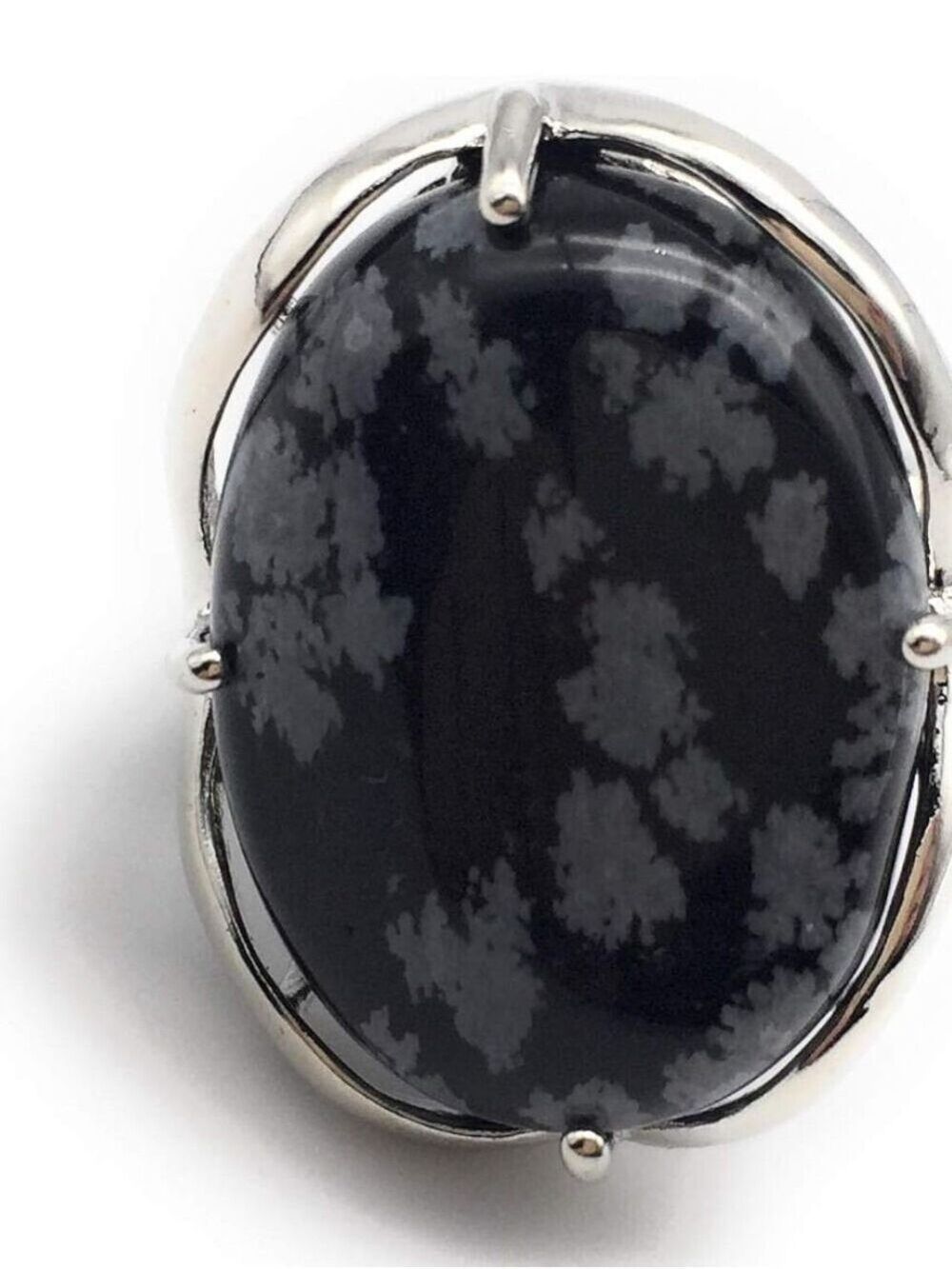 Snowflake Obsidian Adjustable Ring - Picture 2 of 4